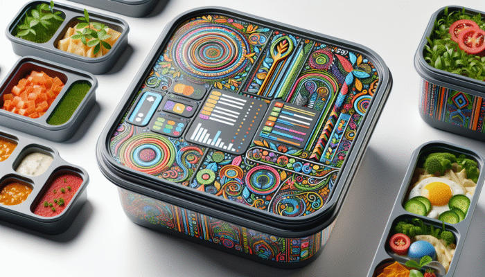 Innovative compostable meal prep containers with creative designs and eco-friendly materials.
