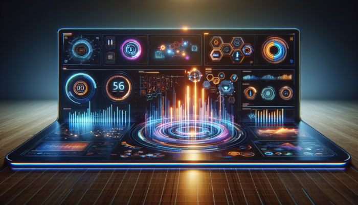 Futuristic dashboard with vibrant graphs and analytics, showcasing data-driven success in Google Business Optimisation.
