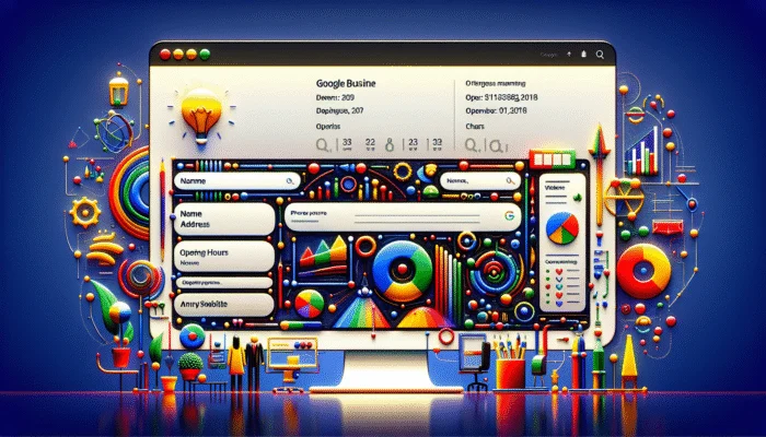 Demonstrating the Importance of a Complete Google Business Profile: A fully filled profile displayed on a computer screen featuring vibrant icons and a professional layout.