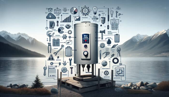 Infographic showcasing water heater services in West Vancouver, featuring maintenance tips and local service providers, set against a scenic backdrop.