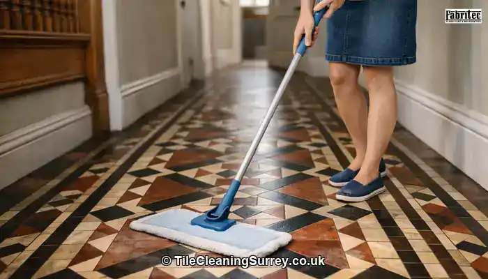 Clean Victorian tiles after gentle daily care in a UK home.