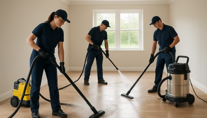 Professional cleaners employing steam cleaners and vacuum systems during end of tenancy cleaning in a Nether Compton home