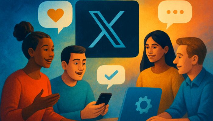 Brand engaging diverse customers on X through polls, speech bubbles, and real-time feedback